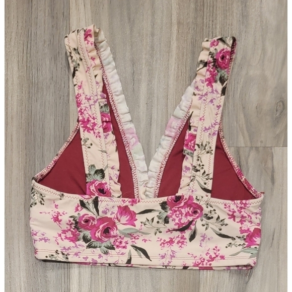 Women's Mossimo Ruffles Floral Print Bikini Top Small with removable pads - Picture 4 of 6
